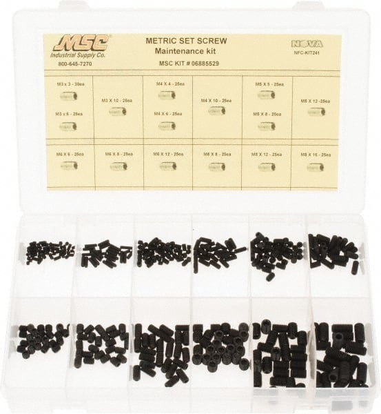 375 Piece, M3 to M8, Steel Set Screw Assortment MPN:NFC-KIT241