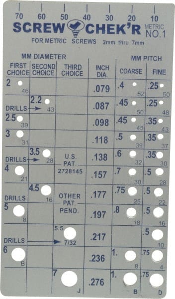 M2 to M7mm Stainless Steel Metric Thread Screw Checker MPN:02120-METRIC #1