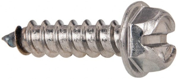 Sheet Metal Screw: #14, Hex Washer Head, Slotted MPN:R58005344