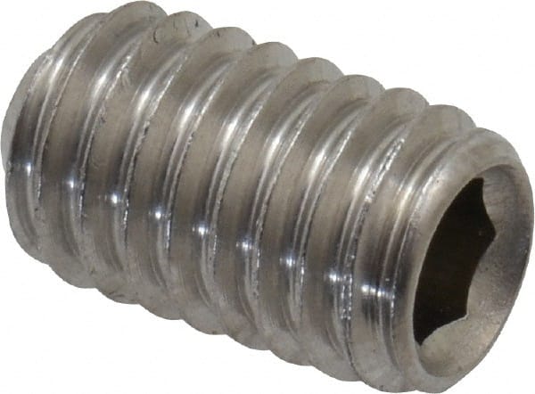 Set Screw: M6 x 1.00 x 10 mm, Cup Point, Stainless Steel, Grade 18-8 & Austenitic Grade A2 MPN:SS6X06010-100BX