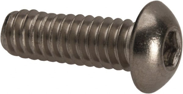 Button Socket Cap Screw: 1/4-20 x 3/4, Stainless Steel, Uncoated MPN:062073PS