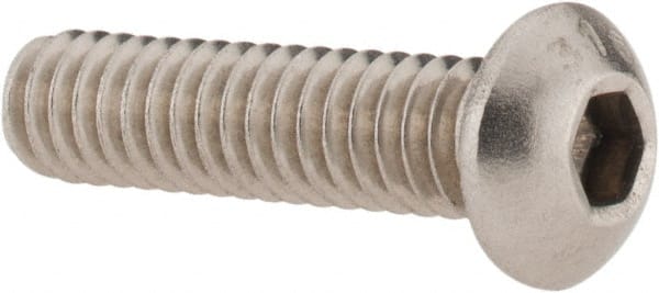 Button Socket Cap Screw: 1/4-20 x 1, Stainless Steel, Uncoated MPN:062076PS