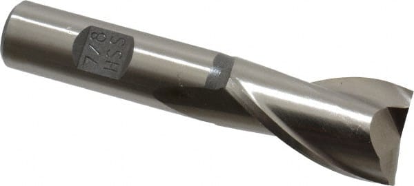 Square End Mill: 7/8'' Dia, 1-1/2'' LOC, 5/8'' Shank Dia, 3-5/8'' OAL, 2 Flutes, High Speed Steel MPN:720-1083