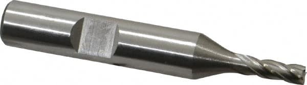 Square End Mill: 5/32'' Dia, 7/16'' LOC, 3/8'' Shank Dia, 2-3/8'' OAL, 4 Flutes, High Speed Steel MPN:720-3007