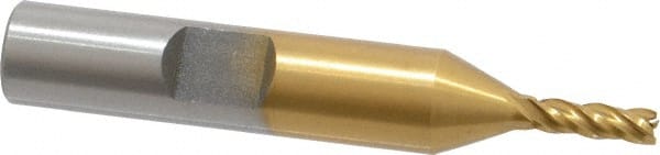 Square End Mill: 1/8'' Dia, 3/8'' LOC, 3/8'' Shank Dia, 2-5/16'' OAL, 4 Flutes, High Speed Steel MPN:722-3003