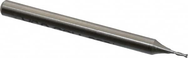 Square End Mill: 1/32'' Dia, 3/32'' LOC, 1/8'' Shank Dia, 1-1/2'' OAL, 2 Flutes, High Speed Steel MPN:846-.03