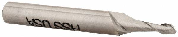 Square End Mill: 0.085'' Dia, 0.255'' LOC, 3/16'' Shank Dia, 1-1/2'' OAL, 2 Flutes, High Speed Steel MPN:846-.085