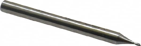 Square End Mill: 1/32'' Dia, 0.045'' LOC, 1/8'' Shank Dia, 1-1/2'' OAL, 2 Flutes, High Speed Steel MPN:856-.030