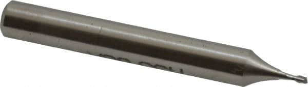 Square End Mill: 0.04'' Dia, 1/16'' LOC, 3/16'' Shank Dia, 1-1/2'' OAL, 2 Flutes, High Speed Steel MPN:856-.040