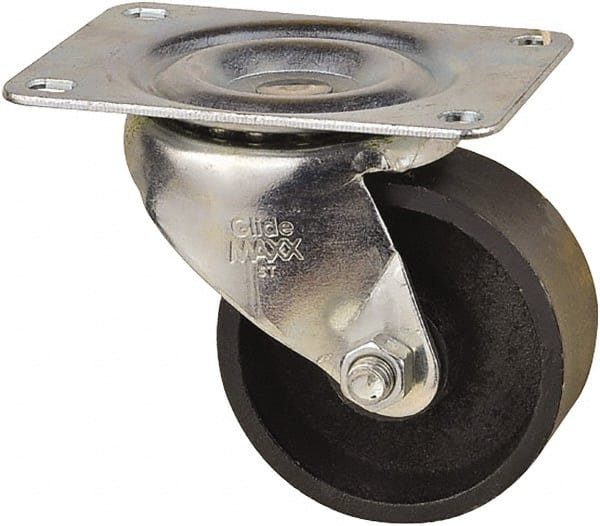 Swivel Top Plate Caster: Cast Iron, 3