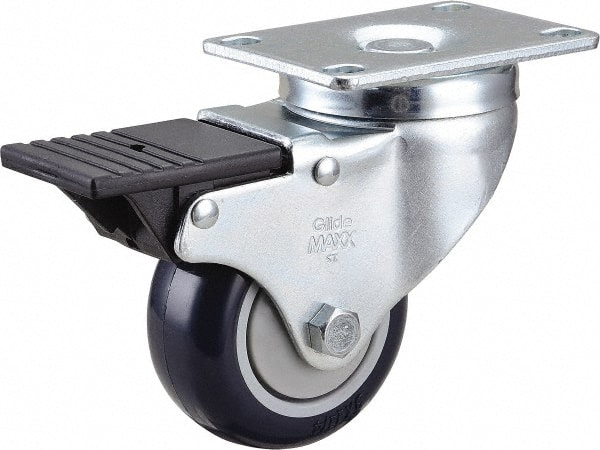 Swivel Top Plate Caster: Polyurethane & Rubber, 3