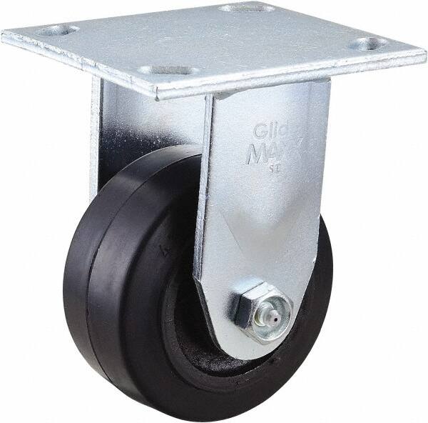 Rigid Top Plate Caster: Rubber, 4