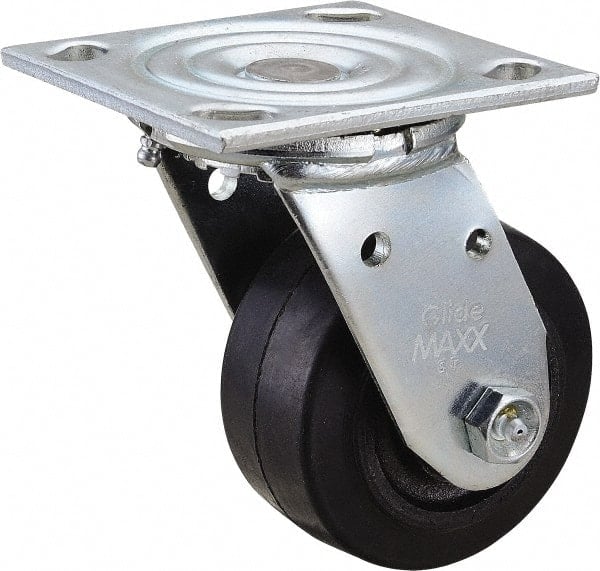 Swivel Top Plate Caster: Rubber, 4