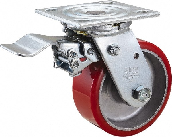 Swivel Top Plate Caster: Polyurethane & Polyurethane on Aluminum, 5