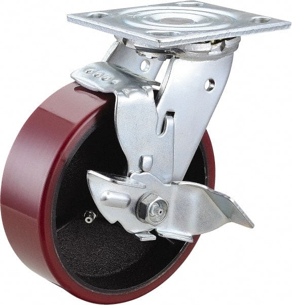 Swivel Top Plate Caster: Polyurethane, 6