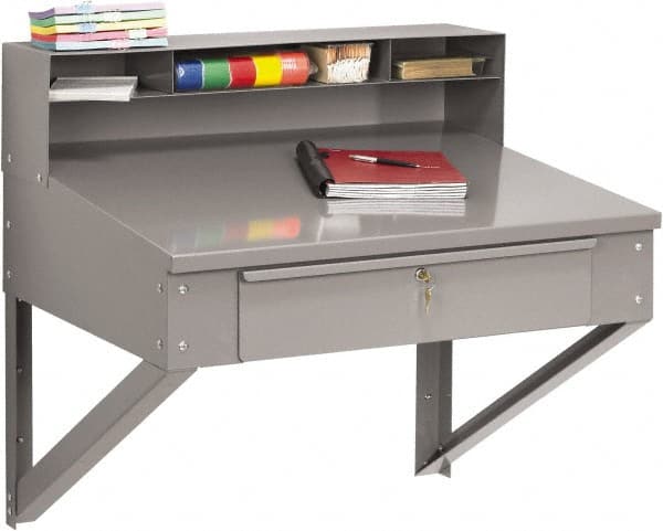 Stationary Shop Desks, Type: Wall Desk , Color: Medium Gray , Ship Weight: 66 , Number Of Drawers: 4  MPN:XY-952