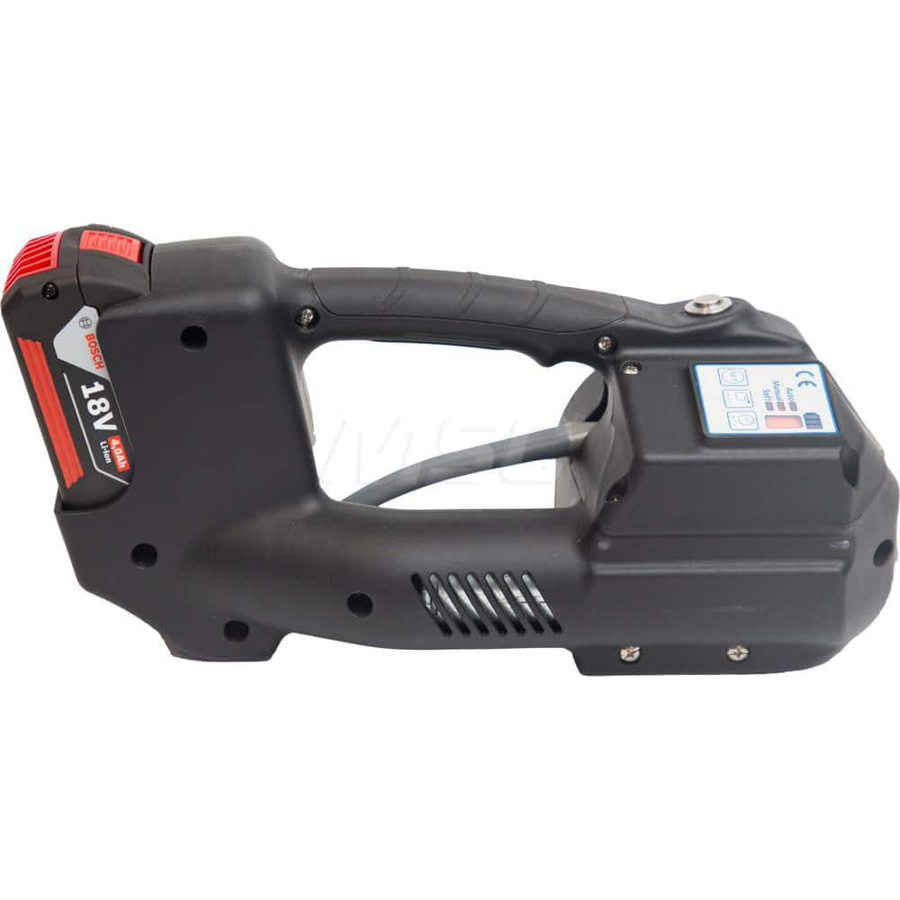 Strapping Power Tool. Tensions up to 550 LBS and seals strap with a friction weld. Comes with 2 batteries and charger MPN:BT2450 5/8-SET