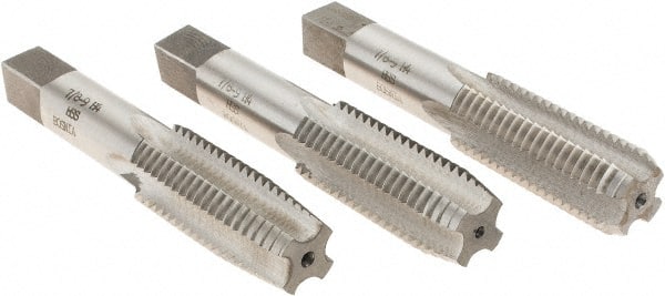 Tap Set: 7/8-9 UNC, 4 Flute, High Speed Steel, Bright Finish MPN:MSC-04488128