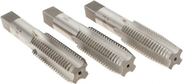 Tap Set: 1-8 UNC, 4 Flute, High Speed Steel, Bright Finish MPN:MSC-04489043