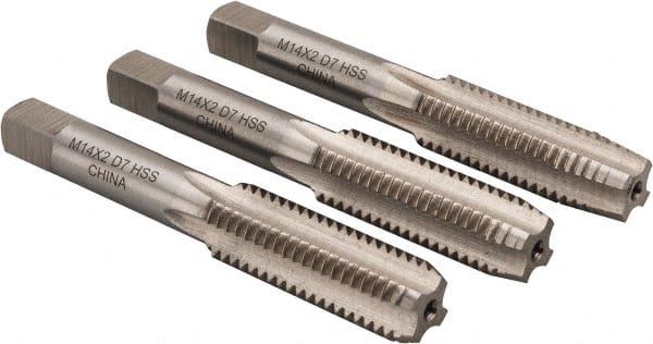 Tap Set: Metric Coarse, 4 Flute, High Speed Steel, Bright Finish MPN:JY9036401