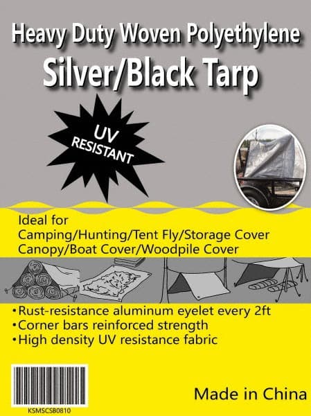 Tarp/Dust Cover: Black & Silver, Polyethylene, 60' Long x 40' Wide, 11 to 12 mil MPN:KSMSCSB4060