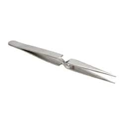 Assembly Tweezer: Stainless Steel, Short Style with Sharp Point Tip, 4-3/4