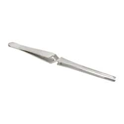 Assembly Tweezer: Stainless Steel, Self-Closing & Blunt Serrated Point Tip, 6-1/2