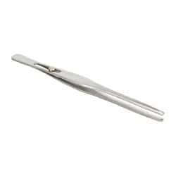 Assembly Tweezer: Stainless Steel, Slide Lock & Blunt Point Tip, 6-1/2