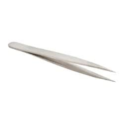 Precision Tweezer: 0C-SA, Stainless Steel, Short & Flat Tip, 3-1/2