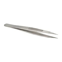 Precision Tweezer: OOD-SS, Stainless Steel, Very Strong with Serrated Body & Heavy Tip, 4-3/4