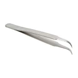 Assembly Tweezer: Stainless Steel, Sharp Bent Point Tip, 4-1/4