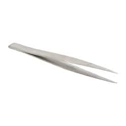 Assembly Tweezer: Stainless Steel, Thin, Fine & Light Point Tip, 4-1/4