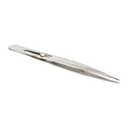 Assembly Tweezer: Stainless Steel, Slide Locking & Sharp Point Tip, 4-3/4