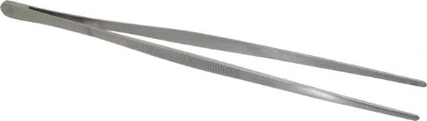 Assembly Tweezer: Stainless Steel, Blunt & Serrated Point Tip, 10