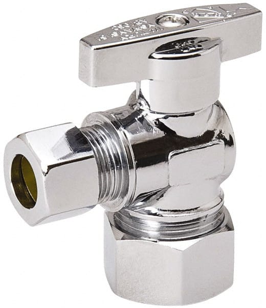 Compression 5/8 Inlet, 125 Max psi, Chrome Finish, Brass Water Supply Stop Valve MPN:190-032HC