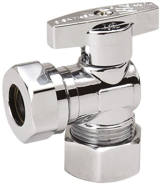 Compression 5/8 Inlet, 125 Max psi, Chrome Finish, Brass Water Supply Stop Valve MPN:190-037HC