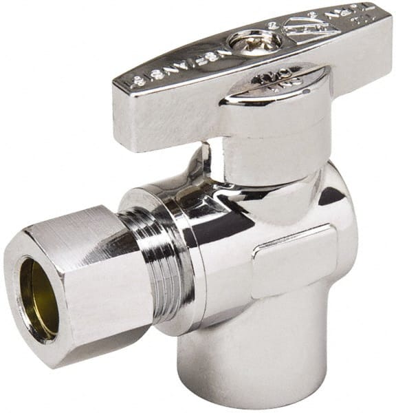 FIP 3/8 Inlet, 125 Max psi, Chrome Finish, Brass Water Supply Stop Valve MPN:190-222HC