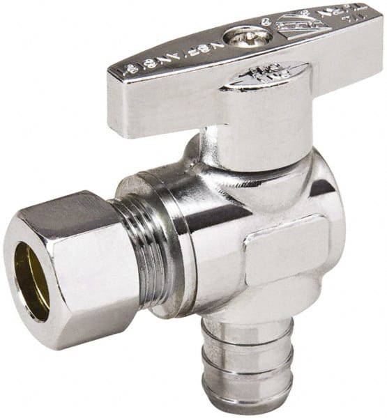 PEX 1/2 Inlet, 125 Max psi, Chrome Finish, Brass Water Supply Stop Valve MPN:190-832HC