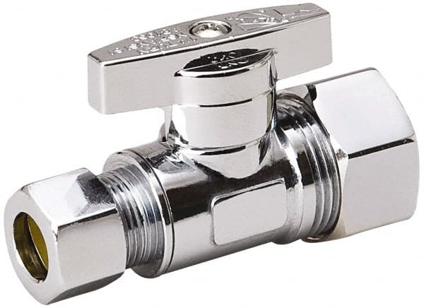 Compression 5/8 Inlet, 125 Max psi, Chrome Finish, Brass Water Supply Stop Valve MPN:191-032HC