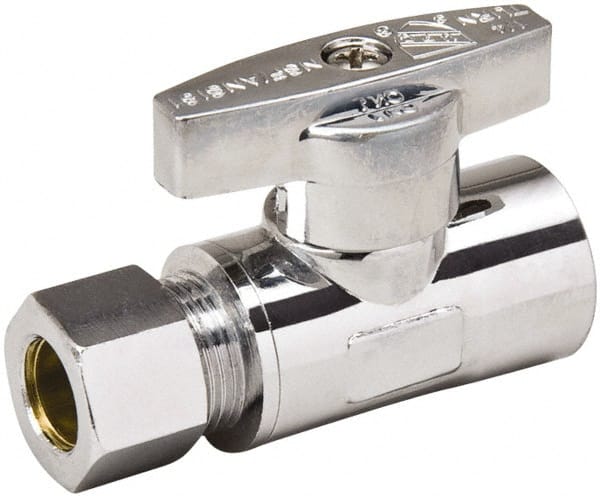 Sweat 1/2 Inlet, 125 Max psi, Chrome Finish, Brass Water Supply Stop Valve MPN:191-432HC