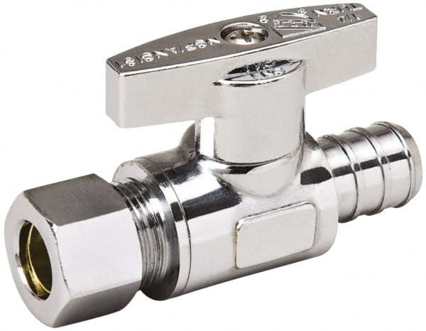 PEX 1/2 Inlet, 125 Max psi, Chrome Finish, Brass Water Supply Stop Valve MPN:191-832HC