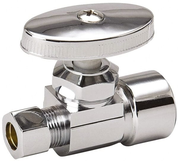 FIP 1/2 Inlet, 125 Max psi, Chrome Finish, Brass Water Supply Stop Valve MPN:193-132HC