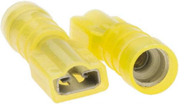 Wire Disconnect: Female, Yellow, Nylon, 12-10 AWG, 1/4