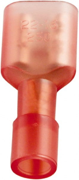 Wire Disconnect: Female, Red, Nylon, 22-16 AWG, 1/4