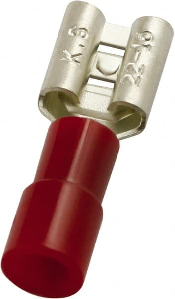 Wire Disconnect: Female, Red, Polycarbonate, 22-16 AWG, 0.187