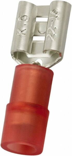 Wire Disconnect: Female, Red, Nylon, 22-16 AWG, 1/4