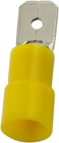 Wire Disconnect: Male, Yellow, Polycarbonate, 12-10 AWG, 1/4