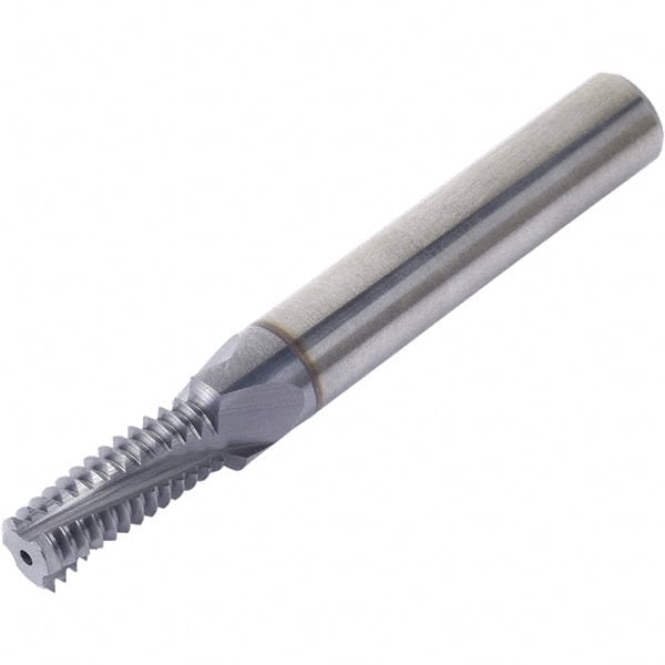 Helical Flute Thread Mill: 3/8-24, Internal, 3 Flute, 10.00 mm Shank Dia, Solid Carbide MPN:80644