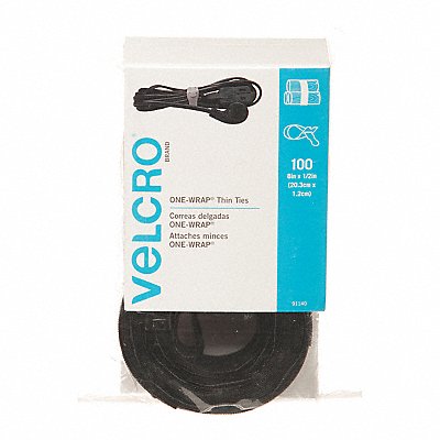 Hook-and-Loop Cable Tie 8 in Black PK100 MPN:95172