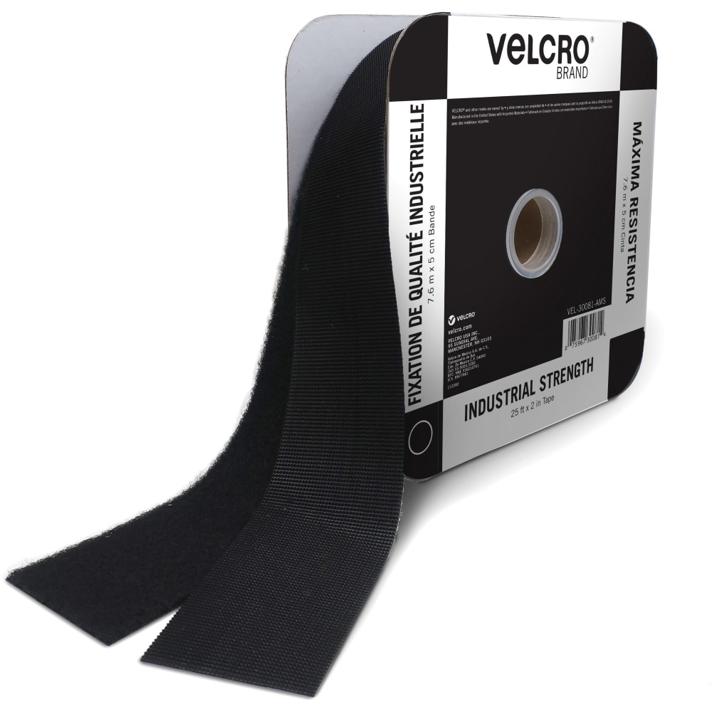 VELCRO Industrial Fastener Tape - 25 ft Length x 2in Width - 1 / Roll - Black MPN:30081